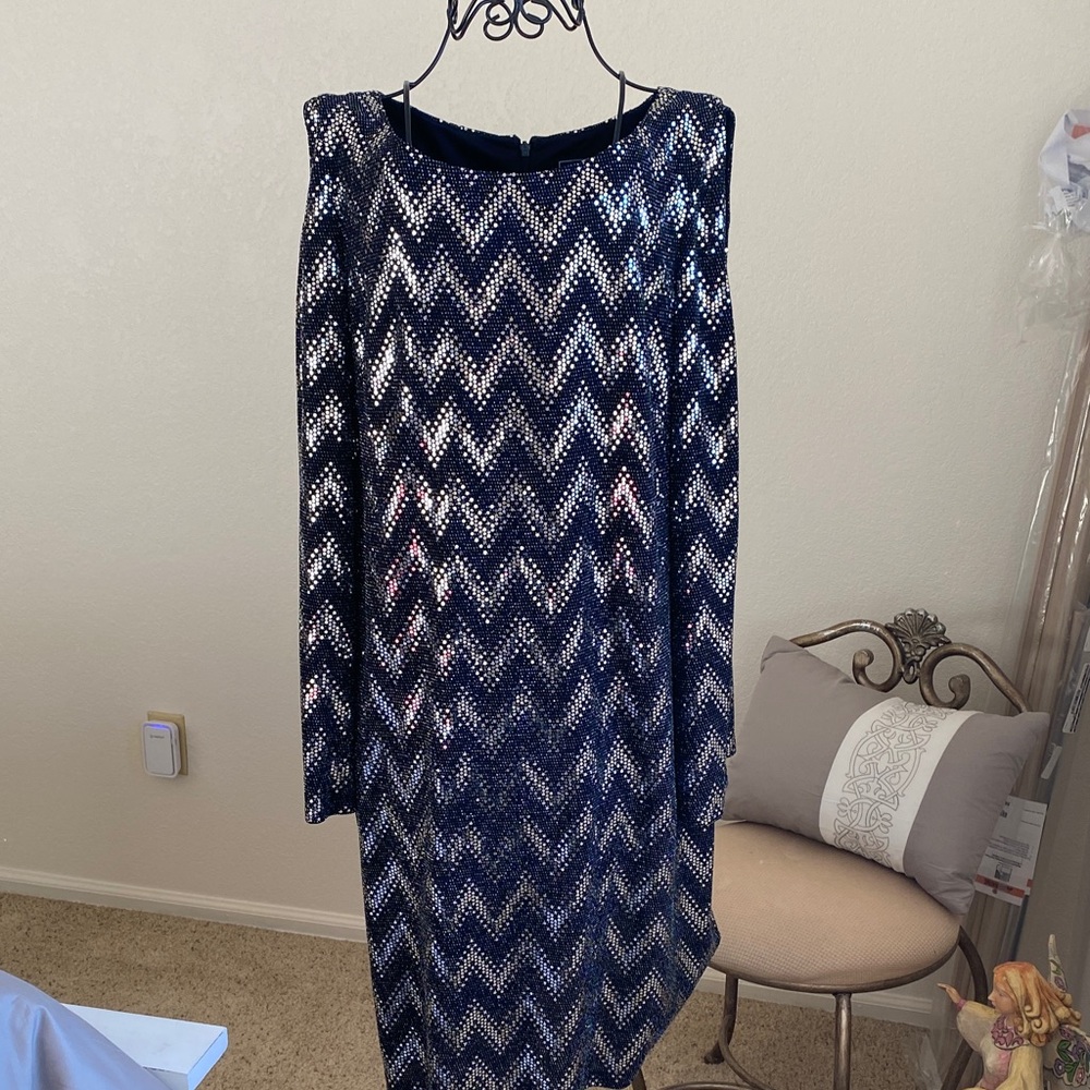 Elegant Sequin Chevron Dress